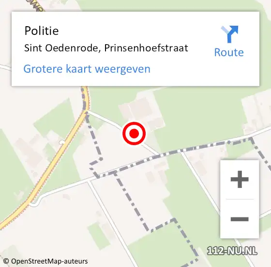 Locatie op kaart van de 112 melding: Politie Sint Oedenrode, Prinsenhoefstraat op 17 september 2023 12:32