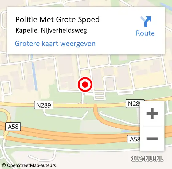 Locatie op kaart van de 112 melding: Politie Met Grote Spoed Naar Kapelle, Nijverheidsweg op 17 september 2023 12:35