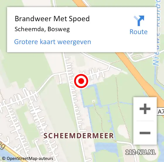 Locatie op kaart van de 112 melding: Brandweer Met Spoed Naar Scheemda, Bosweg op 17 september 2023 12:42