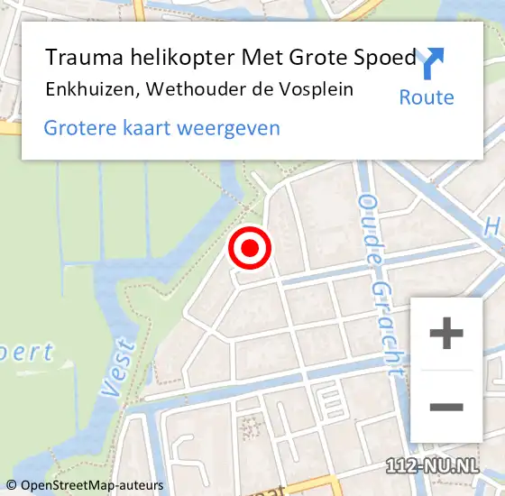 Locatie op kaart van de 112 melding: Trauma helikopter Met Grote Spoed Naar Enkhuizen, Wethouder de Vosplein op 17 september 2023 12:47