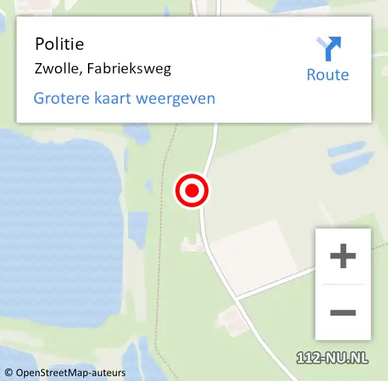 Locatie op kaart van de 112 melding: Politie Zwolle, Fabrieksweg op 17 september 2023 12:49