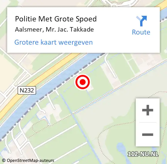 Locatie op kaart van de 112 melding: Politie Met Grote Spoed Naar Aalsmeer, Mr. Jac. Takkade op 17 september 2023 12:52