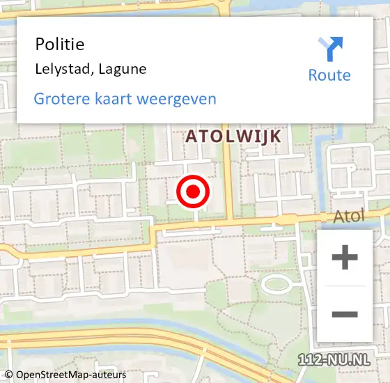 Locatie op kaart van de 112 melding: Politie Lelystad, Lagune op 17 september 2023 13:07