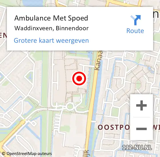 Locatie op kaart van de 112 melding: Ambulance Met Spoed Naar Waddinxveen, Binnendoor op 17 september 2023 13:14