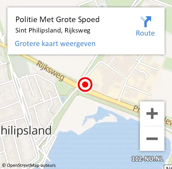 Locatie op kaart van de 112 melding: Politie Met Grote Spoed Naar Sint Philipsland, Rijksweg op 17 september 2023 13:46