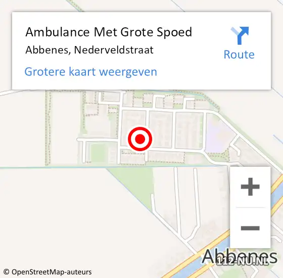 Locatie op kaart van de 112 melding: Ambulance Met Grote Spoed Naar Abbenes, Nederveldstraat op 17 september 2023 14:08