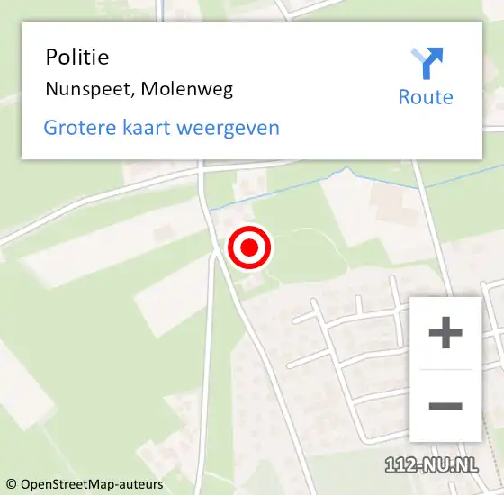 Locatie op kaart van de 112 melding: Politie Nunspeet, Molenweg op 17 september 2023 14:27