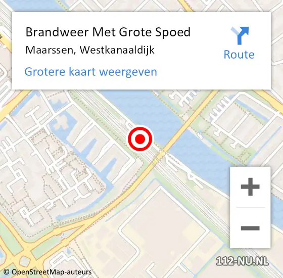 Locatie op kaart van de 112 melding: Brandweer Met Grote Spoed Naar Maarssen, Westkanaaldijk op 17 september 2023 14:34