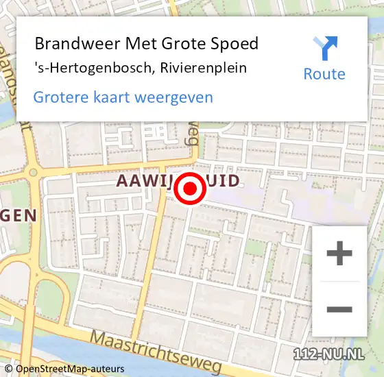 Locatie op kaart van de 112 melding: Brandweer Met Grote Spoed Naar 's-Hertogenbosch, Rivierenplein op 17 september 2023 14:50