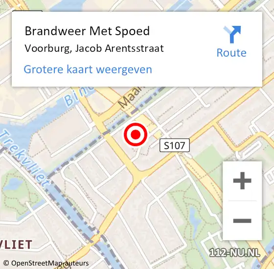 Locatie op kaart van de 112 melding: Brandweer Met Spoed Naar Voorburg, Jacob Arentsstraat op 17 september 2023 15:08