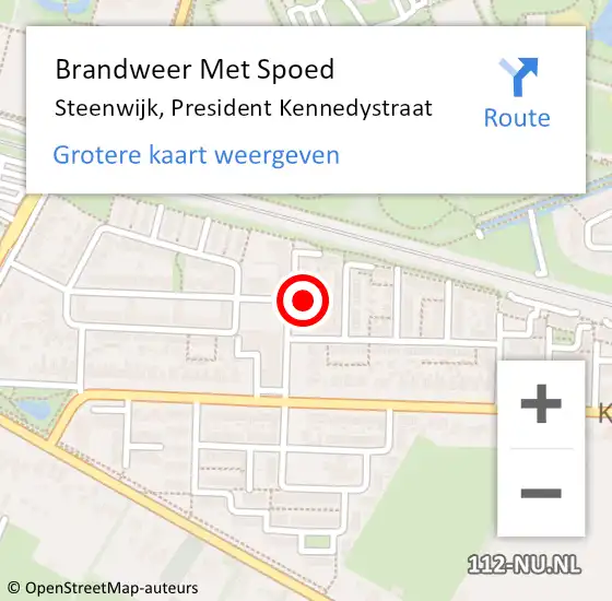 Locatie op kaart van de 112 melding: Brandweer Met Spoed Naar Steenwijk, President Kennedystraat op 17 september 2023 15:15