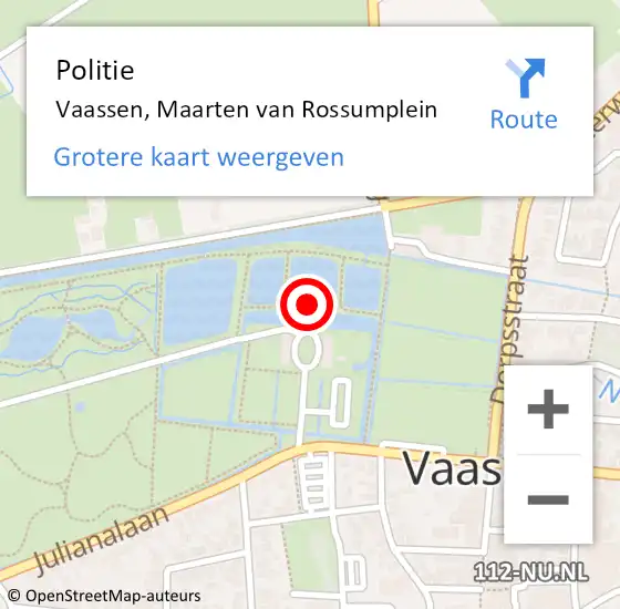 Locatie op kaart van de 112 melding: Politie Vaassen, Maarten van Rossumplein op 17 september 2023 15:50