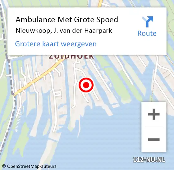 Locatie op kaart van de 112 melding: Ambulance Met Grote Spoed Naar Nieuwkoop, J. van der Haarpark op 17 september 2023 16:21