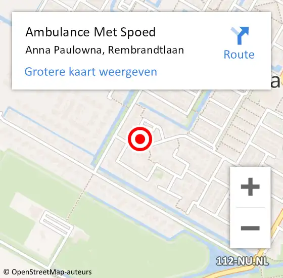 Locatie op kaart van de 112 melding: Ambulance Met Spoed Naar Anna Paulowna, Rembrandtlaan op 17 september 2023 16:33