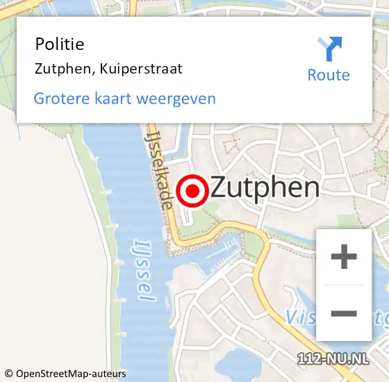 Locatie op kaart van de 112 melding: Politie Zutphen, Kuiperstraat op 17 september 2023 16:34