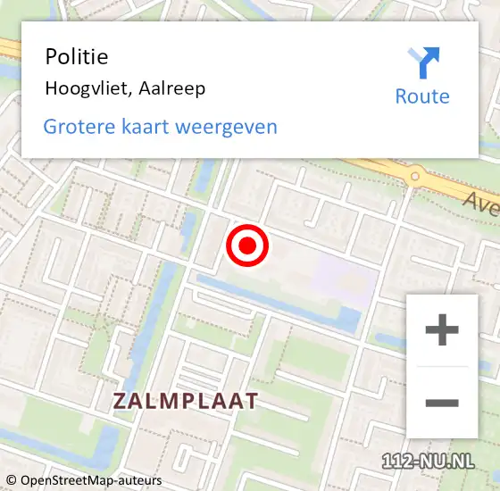 Locatie op kaart van de 112 melding: Politie Hoogvliet, Aalreep op 17 september 2023 16:47