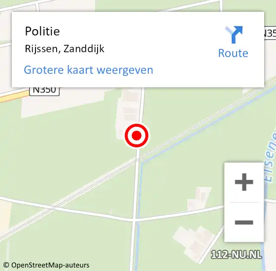 Locatie op kaart van de 112 melding: Politie Rijssen, Zanddijk op 17 september 2023 16:58