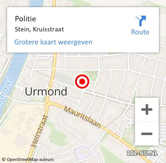 Locatie op kaart van de 112 melding: Politie Stein, Kruisstraat op 17 september 2023 17:01