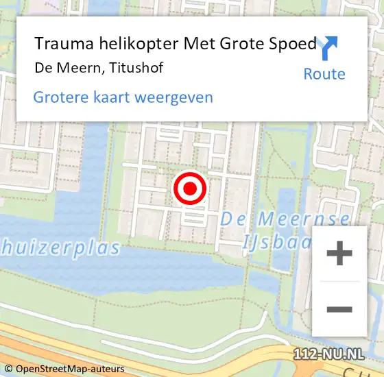 Locatie op kaart van de 112 melding: Trauma helikopter Met Grote Spoed Naar De Meern, Titushof op 17 september 2023 17:04