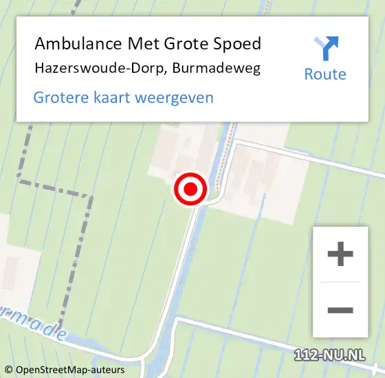 Locatie op kaart van de 112 melding: Ambulance Met Grote Spoed Naar Hazerswoude-Dorp, Burmadeweg op 17 september 2023 17:05