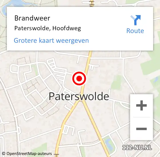 Locatie op kaart van de 112 melding: Brandweer Paterswolde, Hoofdweg op 8 september 2014 14:41