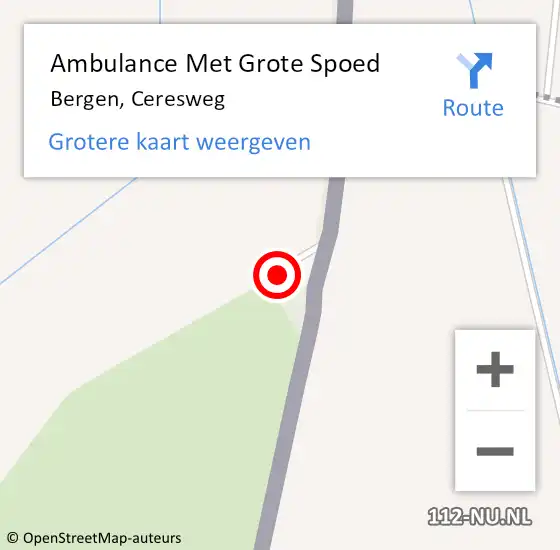Locatie op kaart van de 112 melding: Ambulance Met Grote Spoed Naar Bergen, Ceresweg op 17 september 2023 17:23