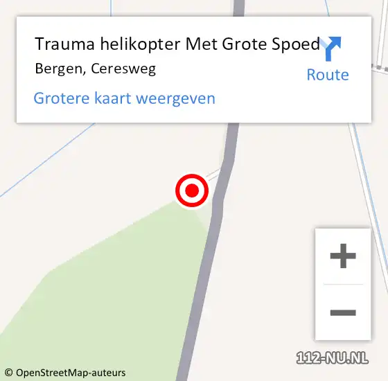 Locatie op kaart van de 112 melding: Trauma helikopter Met Grote Spoed Naar Bergen, Ceresweg op 17 september 2023 17:24