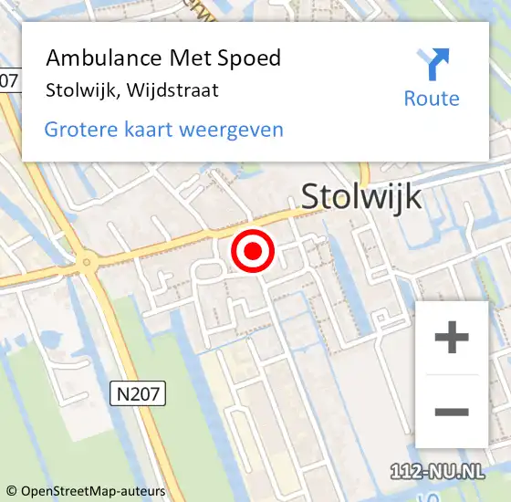 Locatie op kaart van de 112 melding: Ambulance Met Spoed Naar Stolwijk, Wijdstraat op 17 september 2023 17:52