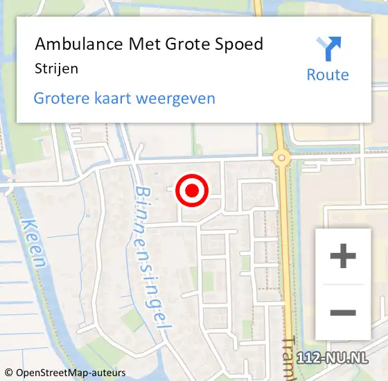 Locatie op kaart van de 112 melding: Ambulance Met Grote Spoed Naar Strijen op 17 september 2023 18:03