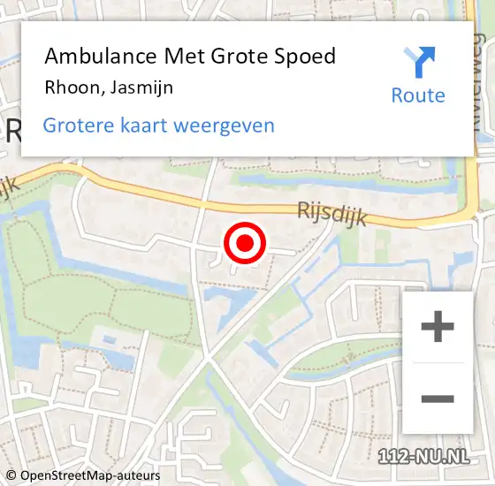 Locatie op kaart van de 112 melding: Ambulance Met Grote Spoed Naar Rhoon, Jasmijn op 17 september 2023 18:05