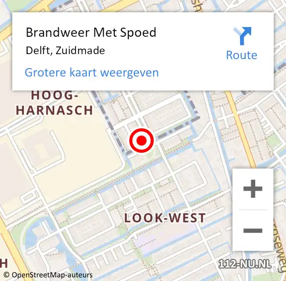 Locatie op kaart van de 112 melding: Brandweer Met Spoed Naar Delft, Zuidmade op 17 september 2023 18:37