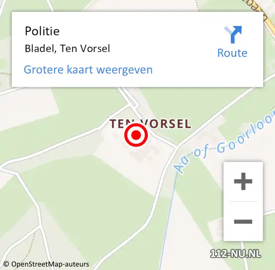Locatie op kaart van de 112 melding: Politie Bladel, Ten Vorsel op 17 september 2023 18:42