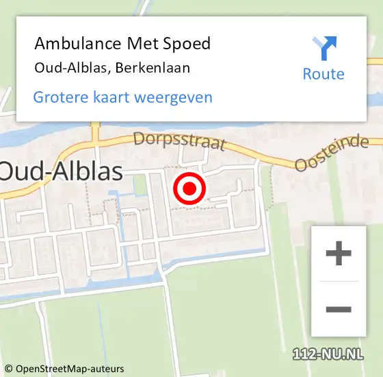 Locatie op kaart van de 112 melding: Ambulance Met Spoed Naar Oud-Alblas, Berkenlaan op 17 september 2023 18:42