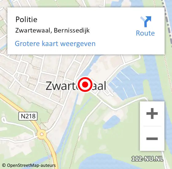 Locatie op kaart van de 112 melding: Politie Zwartewaal, Bernissedijk op 17 september 2023 18:45