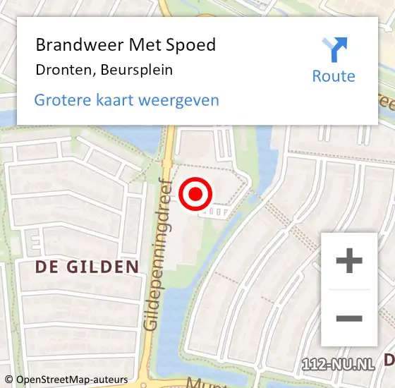 Locatie op kaart van de 112 melding: Brandweer Met Spoed Naar Dronten, Beursplein op 17 september 2023 19:04