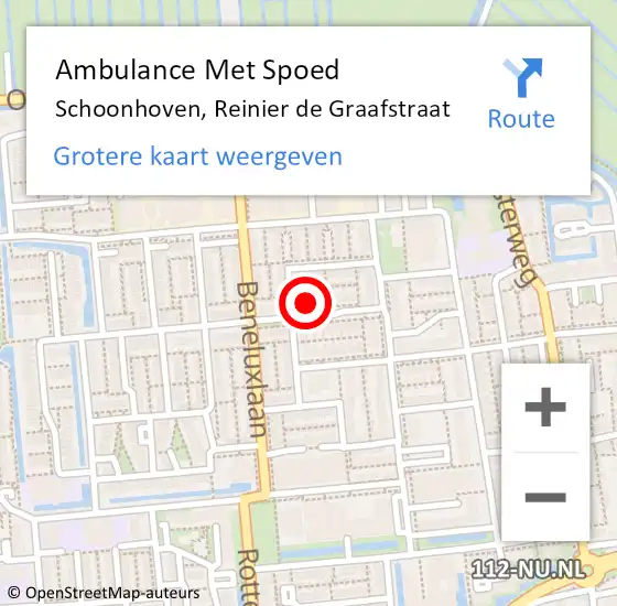 Locatie op kaart van de 112 melding: Ambulance Met Spoed Naar Schoonhoven, Reinier de Graafstraat op 17 september 2023 19:15