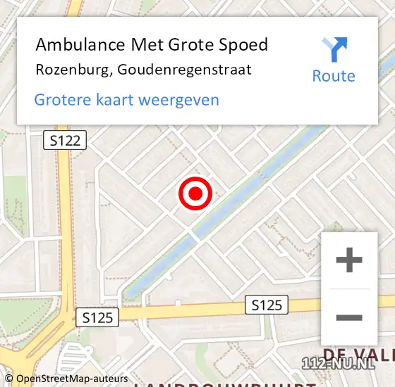 Locatie op kaart van de 112 melding: Ambulance Met Grote Spoed Naar Rozenburg, Goudenregenstraat op 17 september 2023 19:53