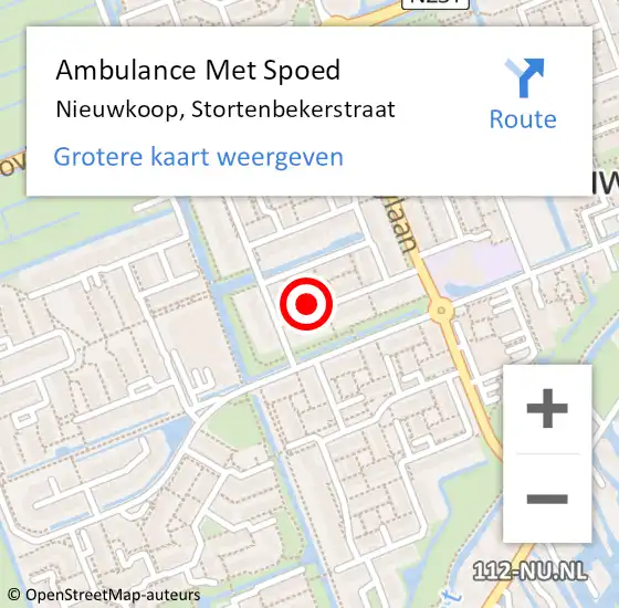 Locatie op kaart van de 112 melding: Ambulance Met Spoed Naar Nieuwkoop, Stortenbekerstraat op 17 september 2023 20:00