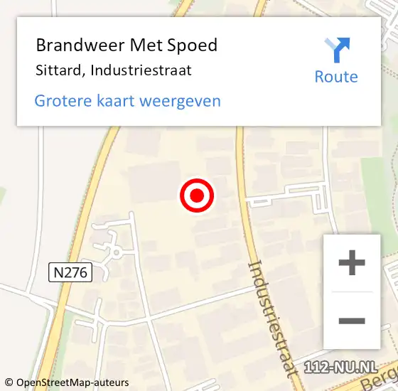 Locatie op kaart van de 112 melding: Brandweer Met Spoed Naar Sittard, Industriestraat op 17 september 2023 20:02