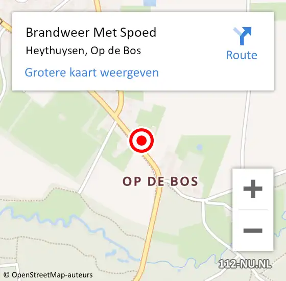 Locatie op kaart van de 112 melding: Brandweer Met Spoed Naar Heythuysen, Op de Bos op 17 september 2023 20:22