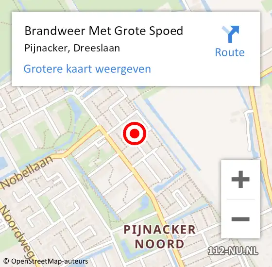 Locatie op kaart van de 112 melding: Brandweer Met Grote Spoed Naar Pijnacker, Dreeslaan op 17 september 2023 20:38