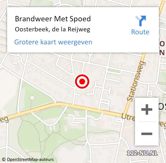 Locatie op kaart van de 112 melding: Brandweer Met Spoed Naar Oosterbeek, de la Reijweg op 17 september 2023 20:46