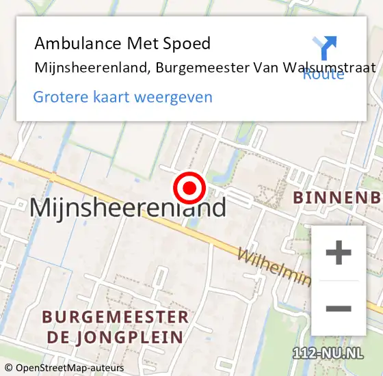 Locatie op kaart van de 112 melding: Ambulance Met Spoed Naar Mijnsheerenland, Burgemeester Van Walsumstraat op 17 september 2023 20:51