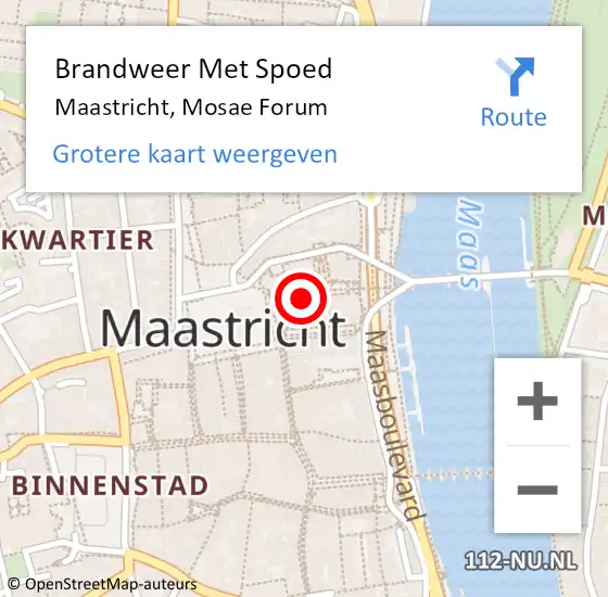 Locatie op kaart van de 112 melding: Brandweer Met Spoed Naar Maastricht, Mosae Forum op 17 september 2023 21:42