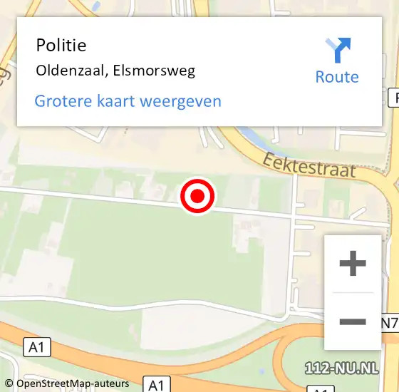 Locatie op kaart van de 112 melding: Politie Oldenzaal, Elsmorsweg op 17 september 2023 21:57