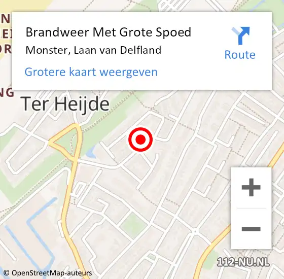 Locatie op kaart van de 112 melding: Brandweer Met Grote Spoed Naar Monster, Laan van Delfland op 17 september 2023 22:03