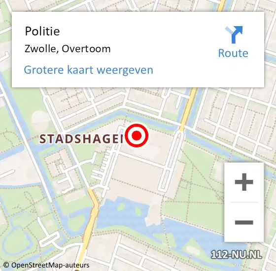 Locatie op kaart van de 112 melding: Politie Zwolle, Overtoom op 17 september 2023 22:08