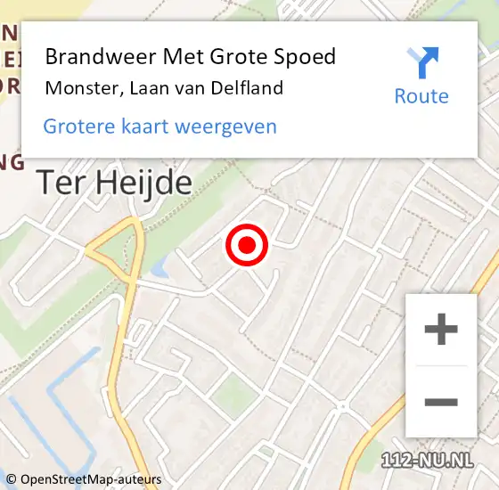 Locatie op kaart van de 112 melding: Brandweer Met Grote Spoed Naar Monster, Laan van Delfland op 17 september 2023 22:17