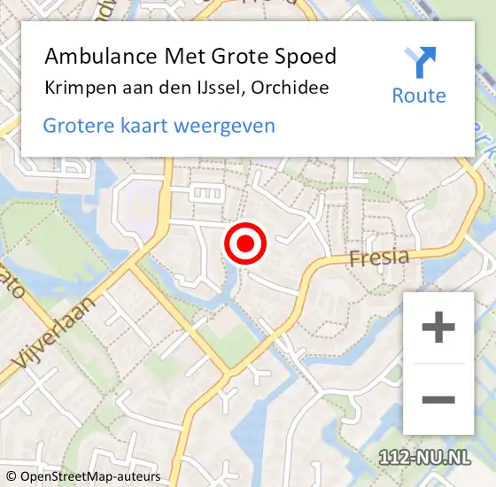 Locatie op kaart van de 112 melding: Ambulance Met Grote Spoed Naar Krimpen aan den IJssel, Orchidee op 17 september 2023 22:36