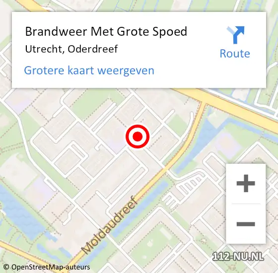 Locatie op kaart van de 112 melding: Brandweer Met Grote Spoed Naar Utrecht, Oderdreef op 17 september 2023 23:04